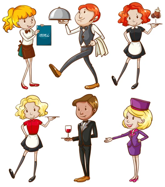 Waiters and waitresses — Stock Vector