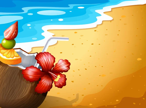 ชายหาดและเครื่องดื่มที่สดชื่น — ภาพเวกเตอร์สต็อก