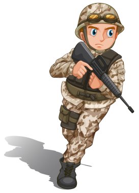 A brave soldier with a gun clipart