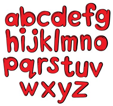 Letters of the alphabet in red color clipart