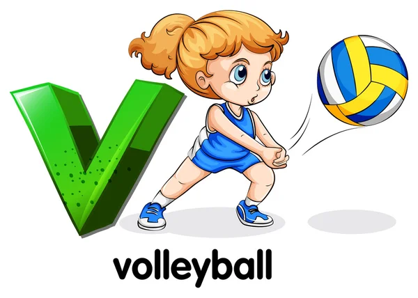 Una letra V para el voleibol — Vector de stock