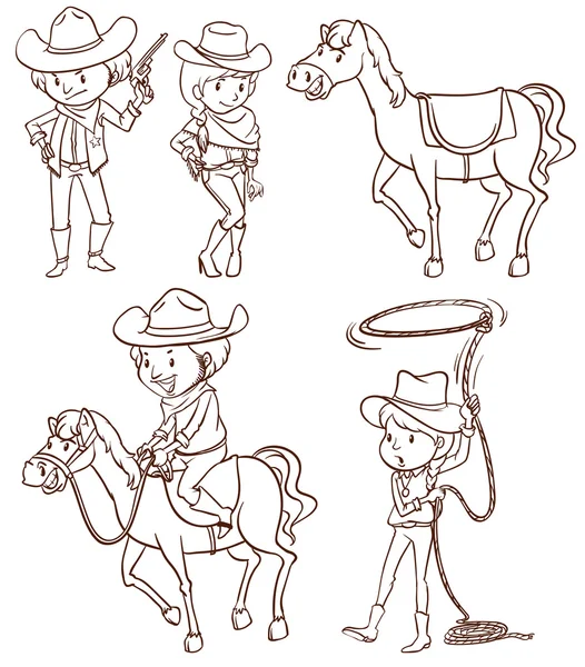 Bir kovboy basit çizimler — Stockvector