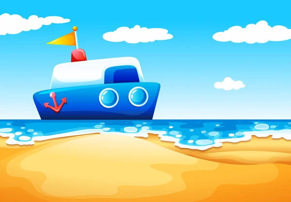 Un mar con un barco — Vector de stock