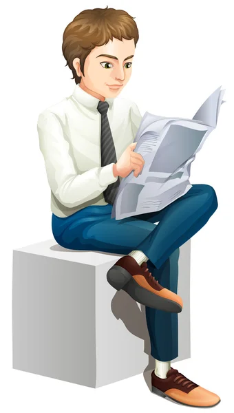 A man reading a newspaper — Stock Vector