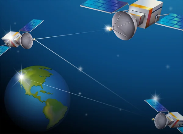 Erde und Satelliten — Stockvektor