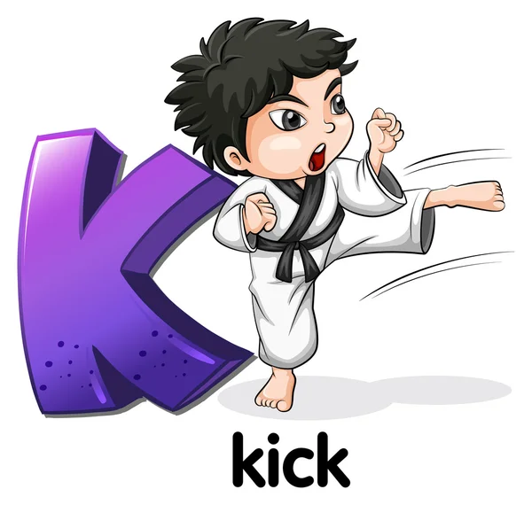 Ein Buchstabe k für Kick — Stockvektor