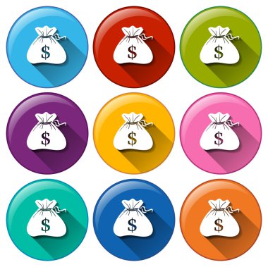 yuvarlak simgeler çuval para ile