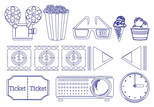 Doodle-Design der Dinge für den Filmmarathon — Stockvektor