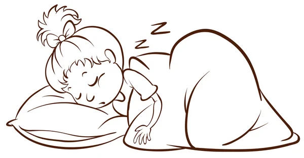 Простий ескіз дівчини, що спить — стоковий вектор