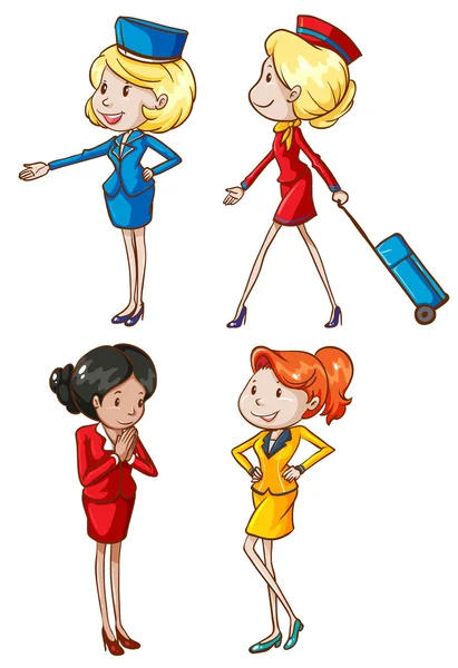 Simple sketches of an air hostess — Stock Vector