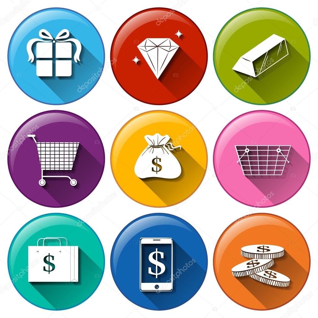 Download Iconos con grandes valores económicos — Archivo Imágenes ...