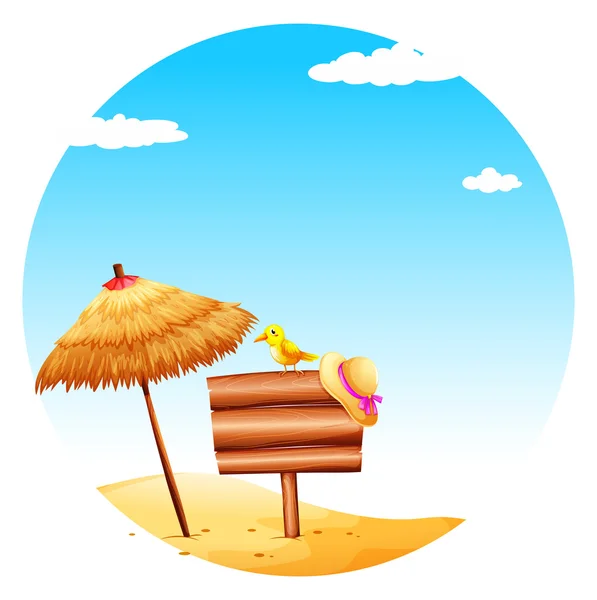 Un letrero vacío en la playa — Vector de stock