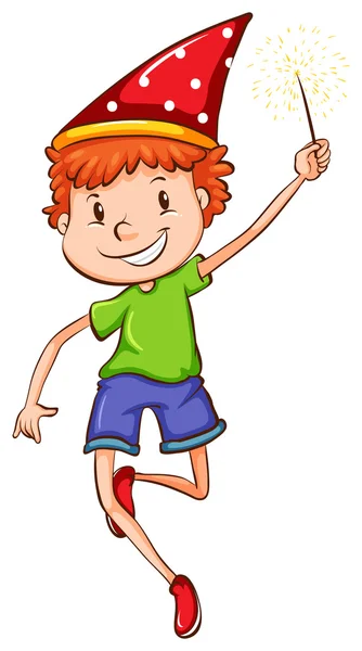 A simple sketch of a boy celebrating — Stock Vector