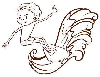 su spor yaparken bir çocuk basit bir kroki