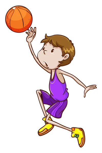 Un bosquejo simple de un jugador de baloncesto — Vector de stock