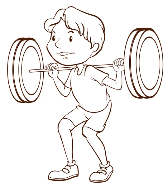 Un simple boceto de un niño entrenando — Vector de stock