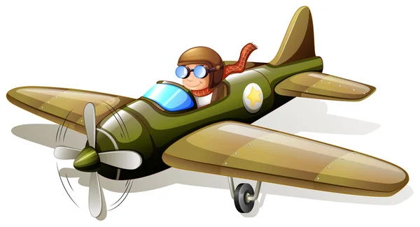 Ein Oldtimer-Flugzeug mit Pilot — Stockvektor