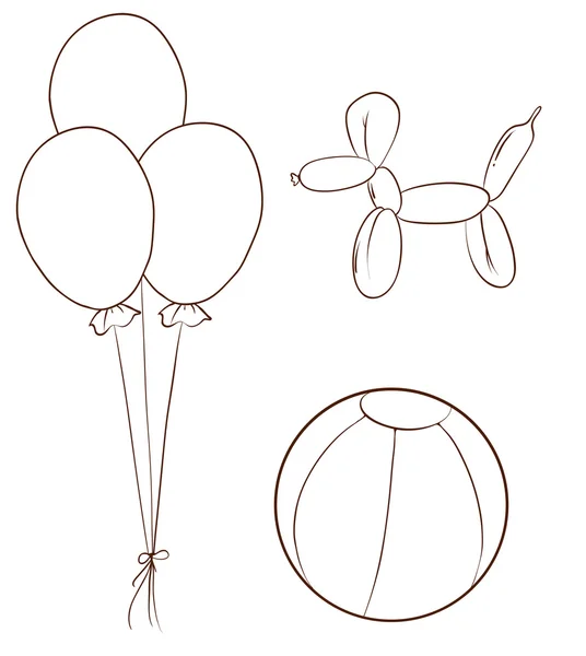 Bocetos simples de los globos y una pelota — Vector de stock