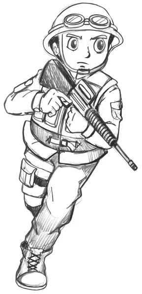 Een schets van een soldaat — Stockvector