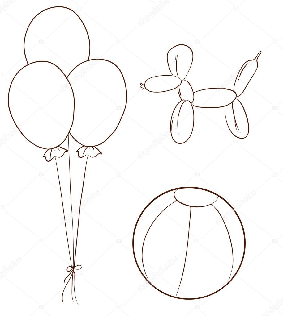 Simple sketches of the balloons and a ball