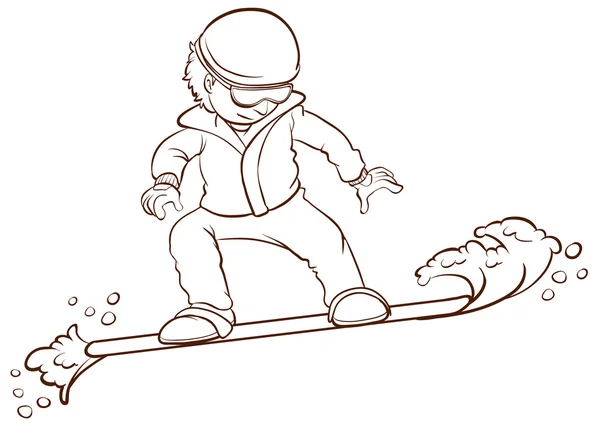 Un bosquejo de un hombre practicando deportes de invierno — Vector de stock