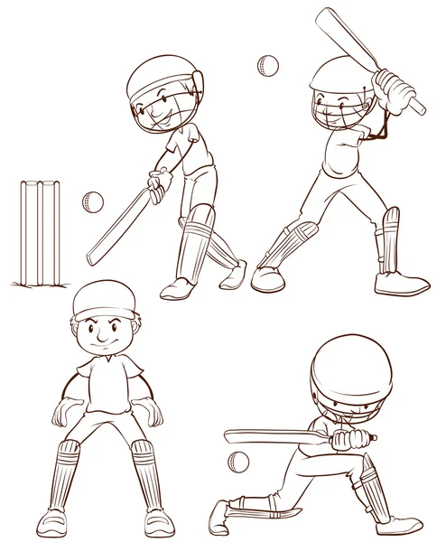 Eine einfache Skizze der Männer, die Cricket spielen — Stockvektor