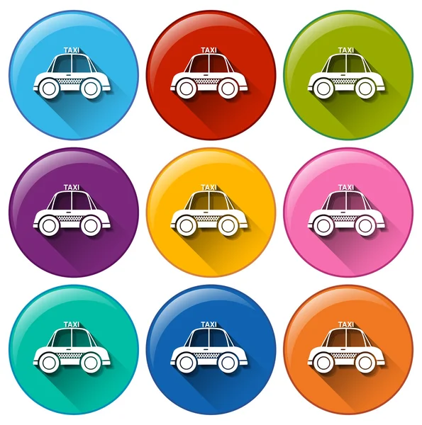 Boutons ronds avec taxi — Image vectorielle