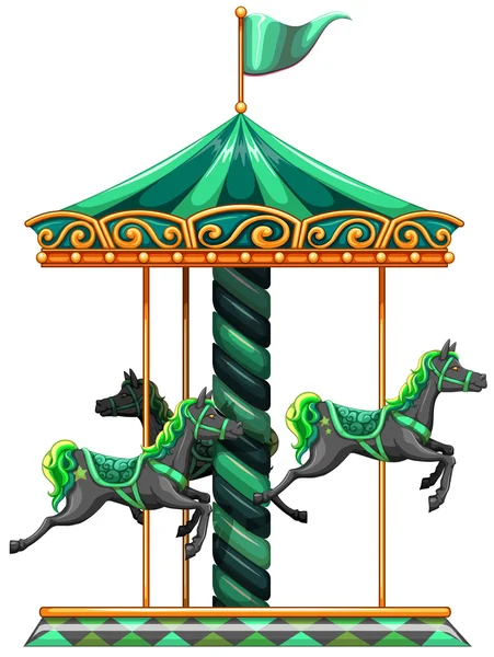 A green carrousel ride — Stock Vector