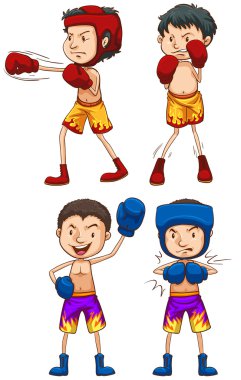 Simple sketches of boxers clipart