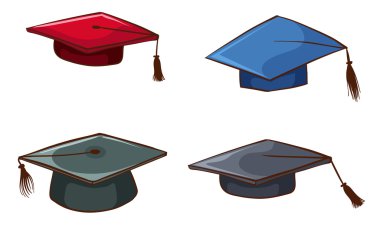 Simple sketches of graduation caps clipart