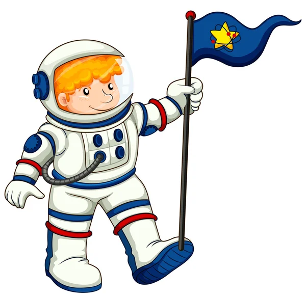一名宇航员，抱着一个标志 — 图库矢量图片
