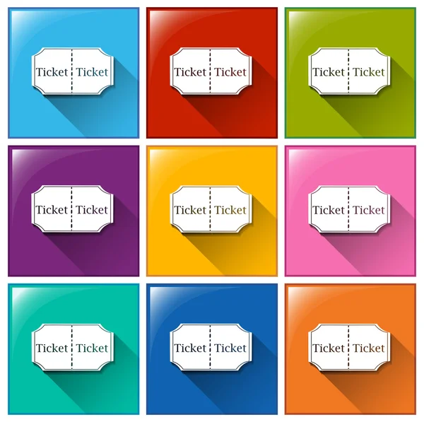 Buttons with tickets — Stock Vector