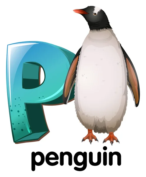 Une lettre P pour pingouin — Image vectorielle