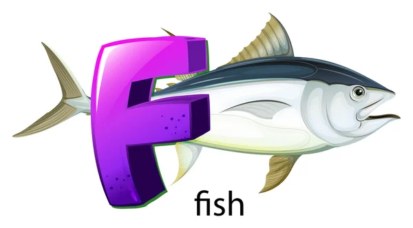 Uma letra F para peixes — Vetor de Stock