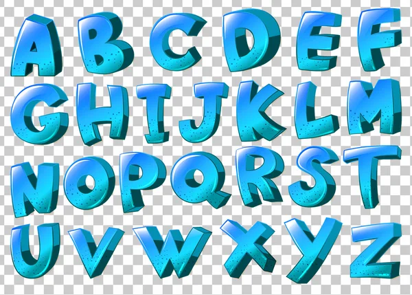 Letras do alfabeto em cores azuis —  Vetores de Stock