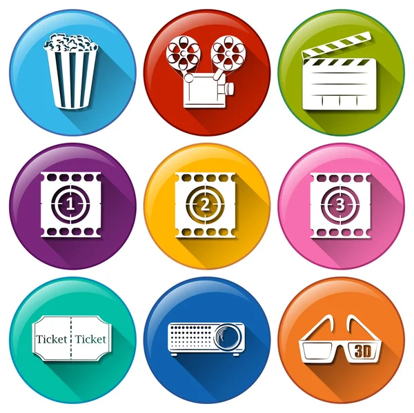 Icons with different movie images — Stock Vector