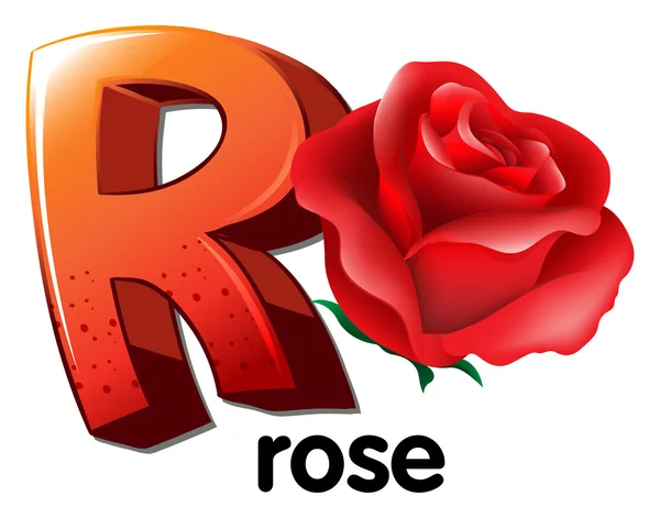 A letter R for rose — Stock Vector