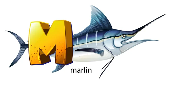 A letter M for marlin — Stock Vector