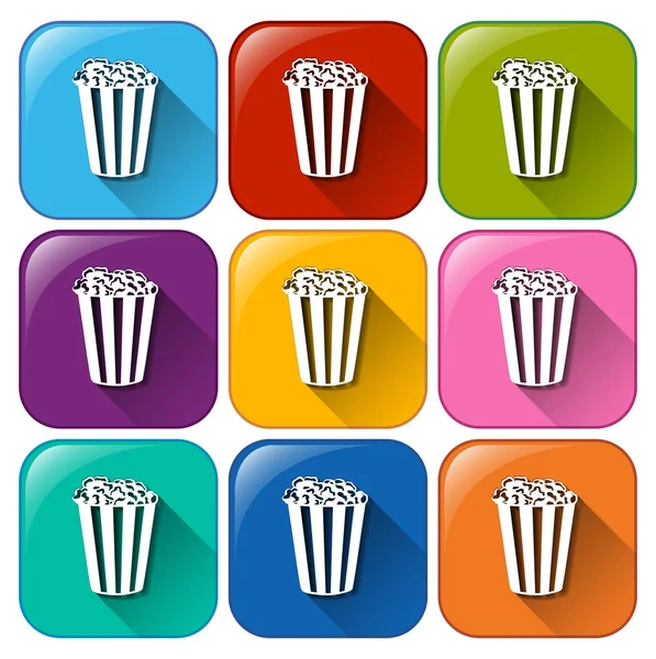 Tlačítka s popcorns — Stockový vektor