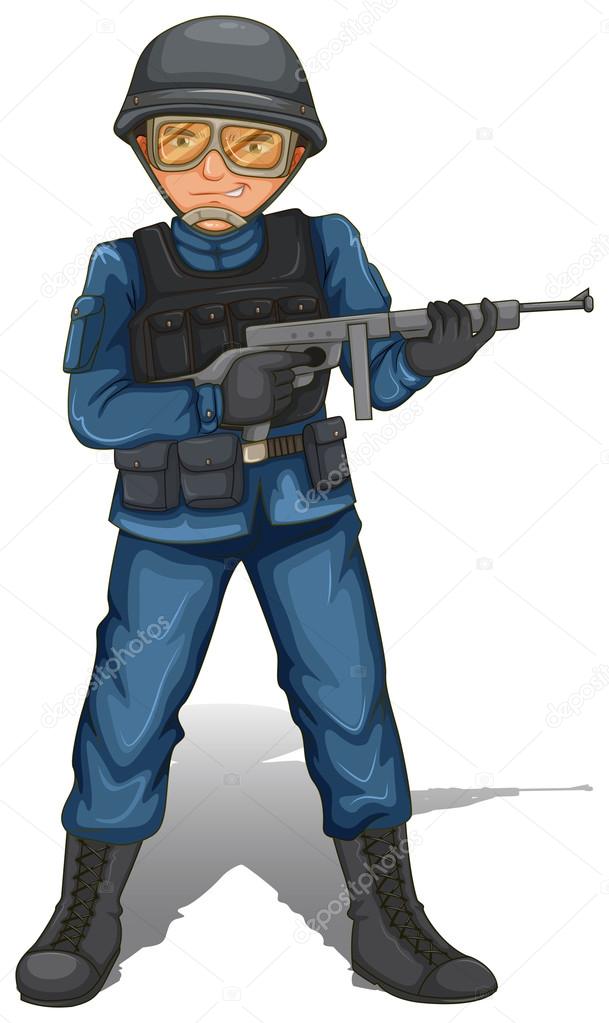A soldier with a gun