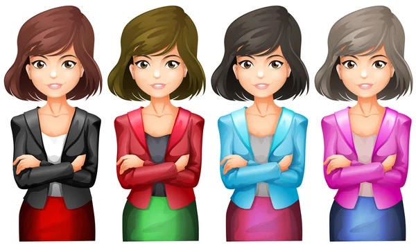Chicas de oficina en diferentes uniformes — Vector de stock