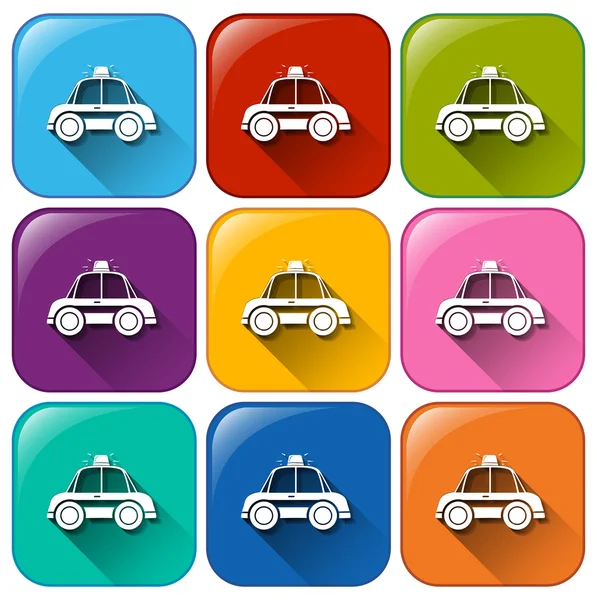 Buttons with police cars — Stock Vector