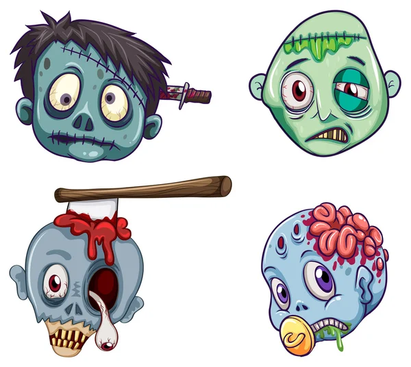 Cabezas de los zombies — Archivo Imágenes Vectoriales