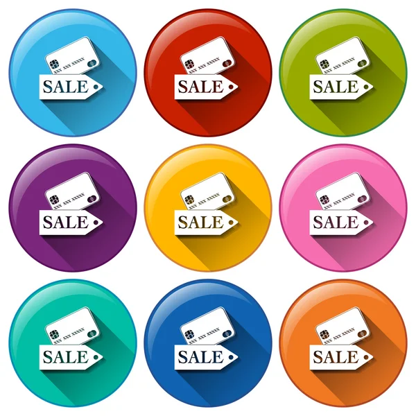 Round buttons with sale cards — Stock Vector