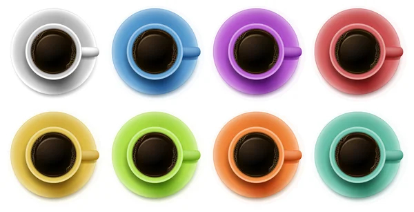 Topview of the cups with coffee — Stock Vector