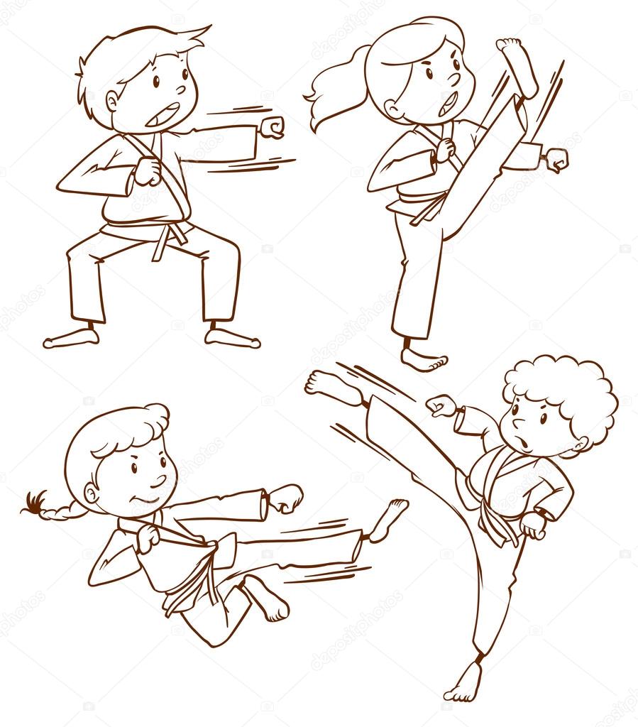 A simple drawing of the people doing martial arts