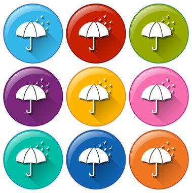 Yağmurlu hava ile yuvarlak simgeler