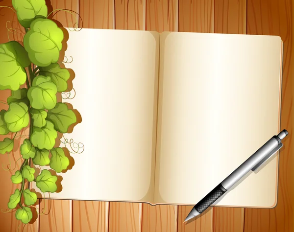 Un gabarit vide avec plantes et un stylo à bille — Image vectorielle