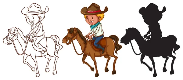 Náčrtky muže, jízdy na koni — Stockový vektor