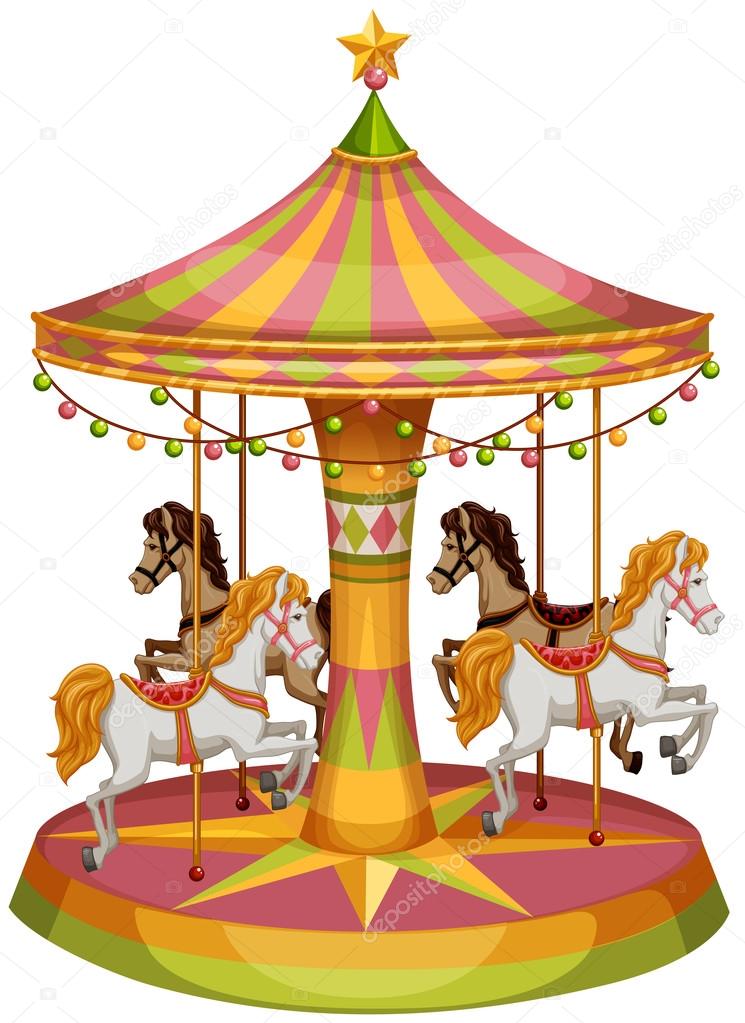 A merry-go-round horse ride